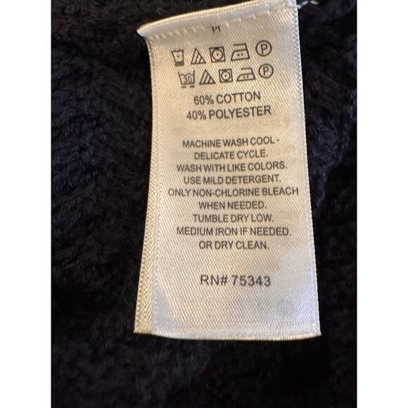 Lucy & Laurel Womens Black Textured Knit Pullover Sweater With Button Details Lo - Picture 5 of 10